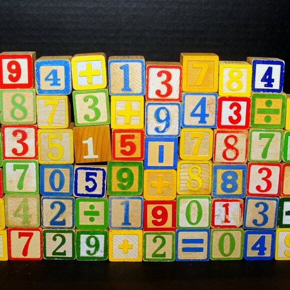 VTG Wooden Number & Symbol Block LOT OF 88, Size 1